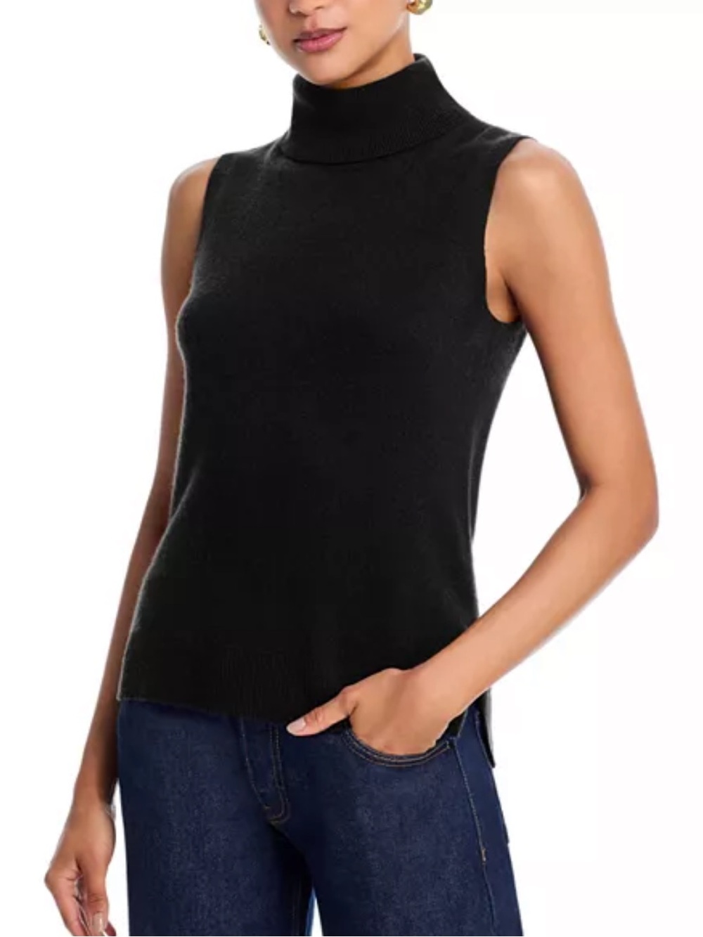 Bloomingdale's 100% Cashmere Sleeveless Turtleneck Size Large